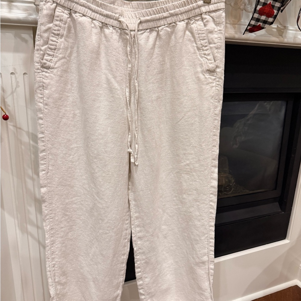 Talbots Beige Linen Drawstring Pants